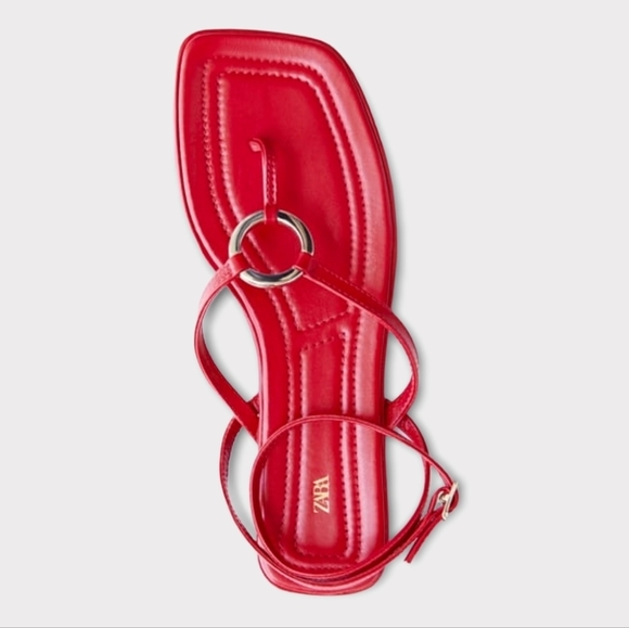 Zara Shoes Nwt Zara Square Toe Flat Sandals Size 4us 9 Poshmark